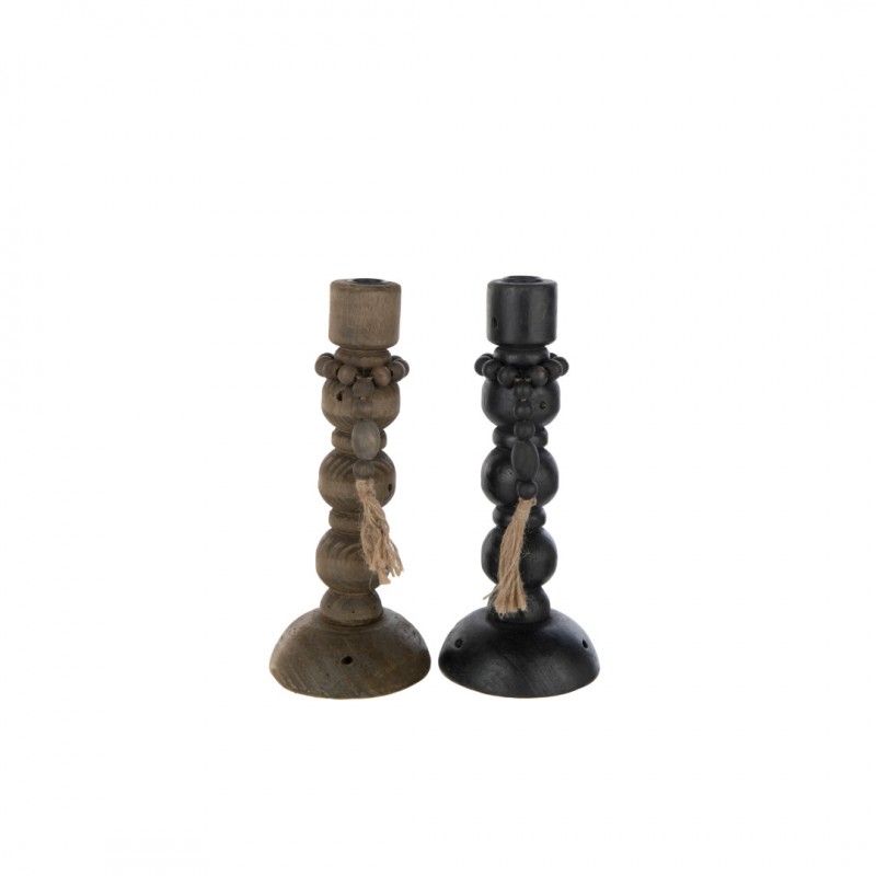 CANDLE HOLDER IRO WOOD BLACK OR WHITE PRICE PER PIECE